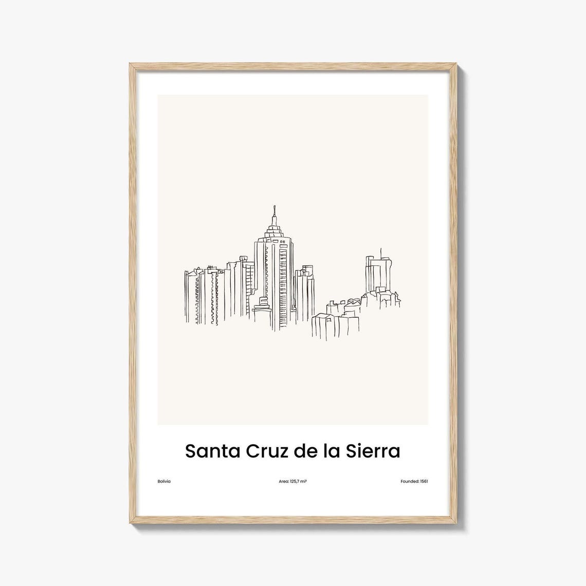 Santa Cruz de la Sierra Bolivia Skyline One Line Drawing Poster
