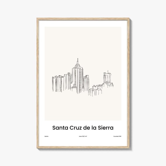 Santa Cruz de la Sierra Bolivia Skyline One Line Drawing Poster
