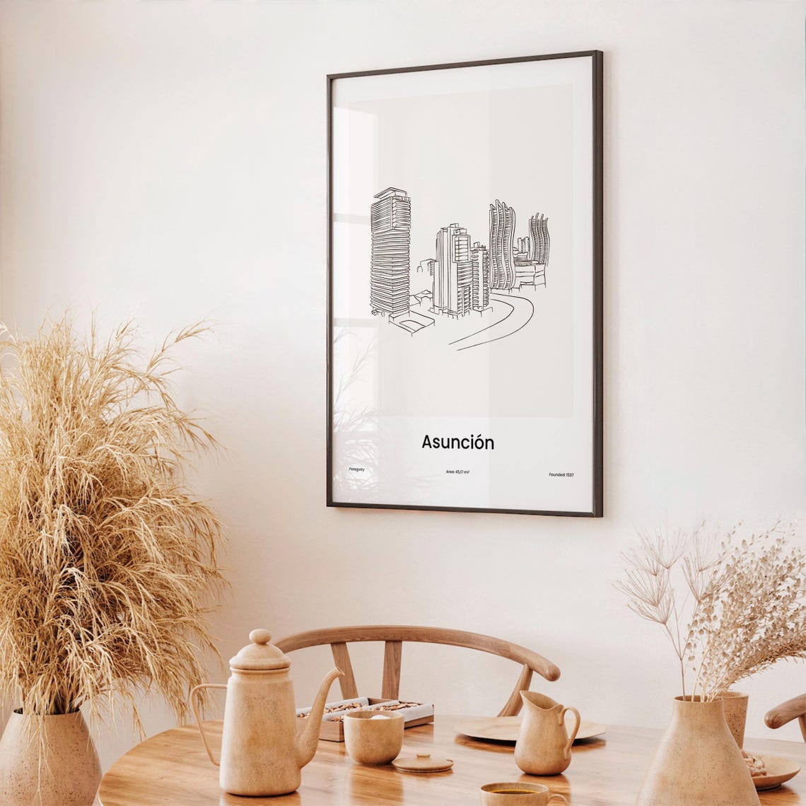 Asunción Paraguay High Rise Skyline Minimalist Line Drawing Poster - Image 3