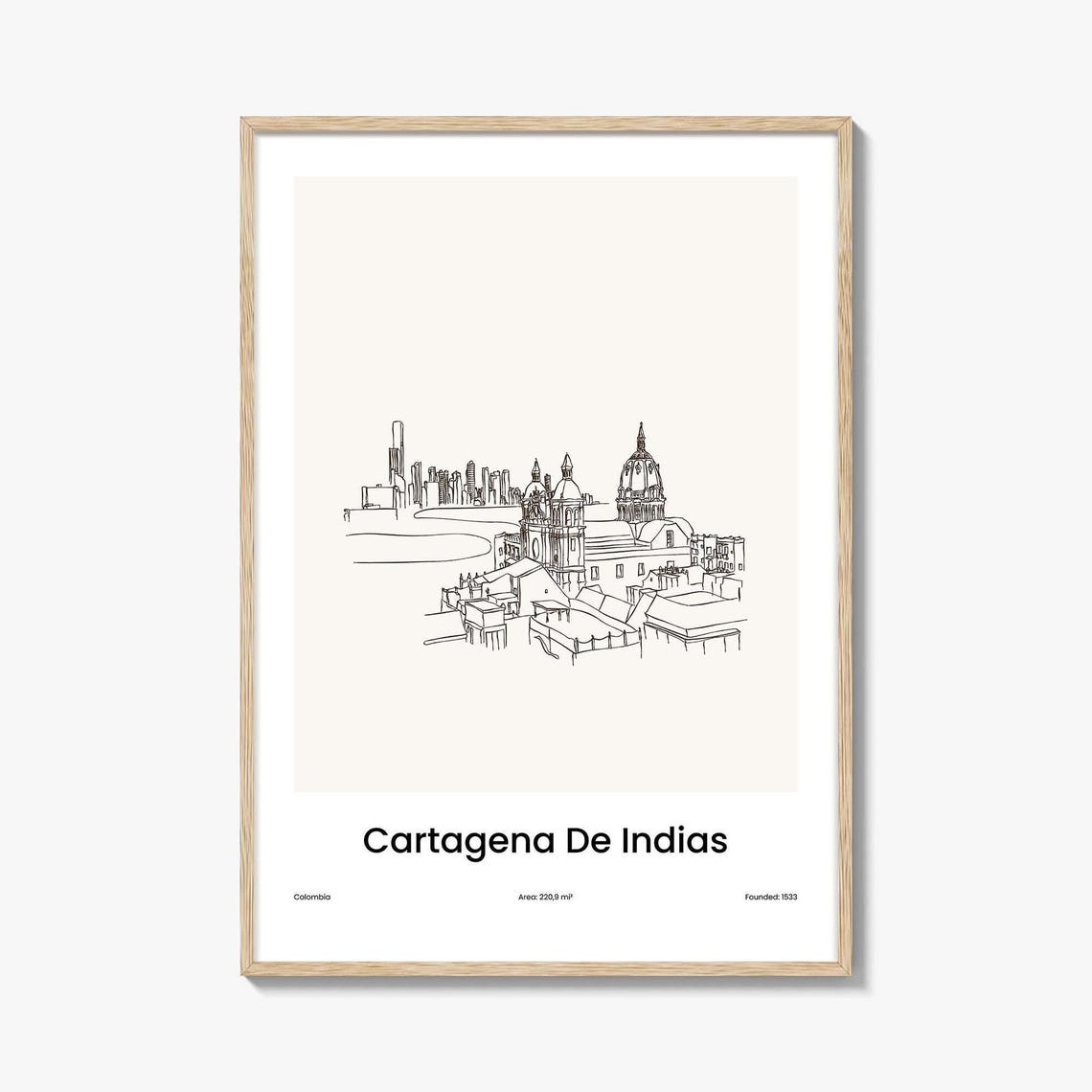 Cartagena De Indias One Line Drawn Print Wall Art Decor Travel Poster Draw