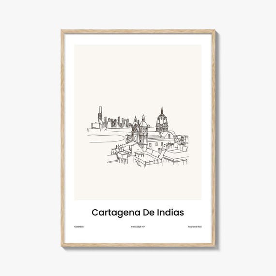 Cartagena De Indias One Line Drawn Print Wall Art Decor Travel Poster Draw