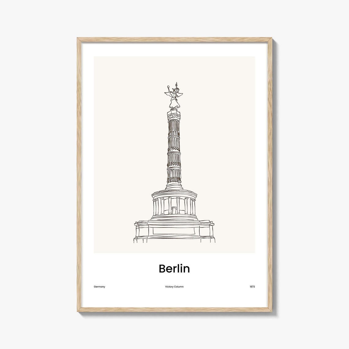 Berlin Germany Victory Column Minimalist Line Drawing Art Poster