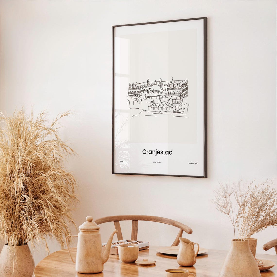Oranjestad Aruba Minimalist Line Drawing Harbor Market Poster - Image 3