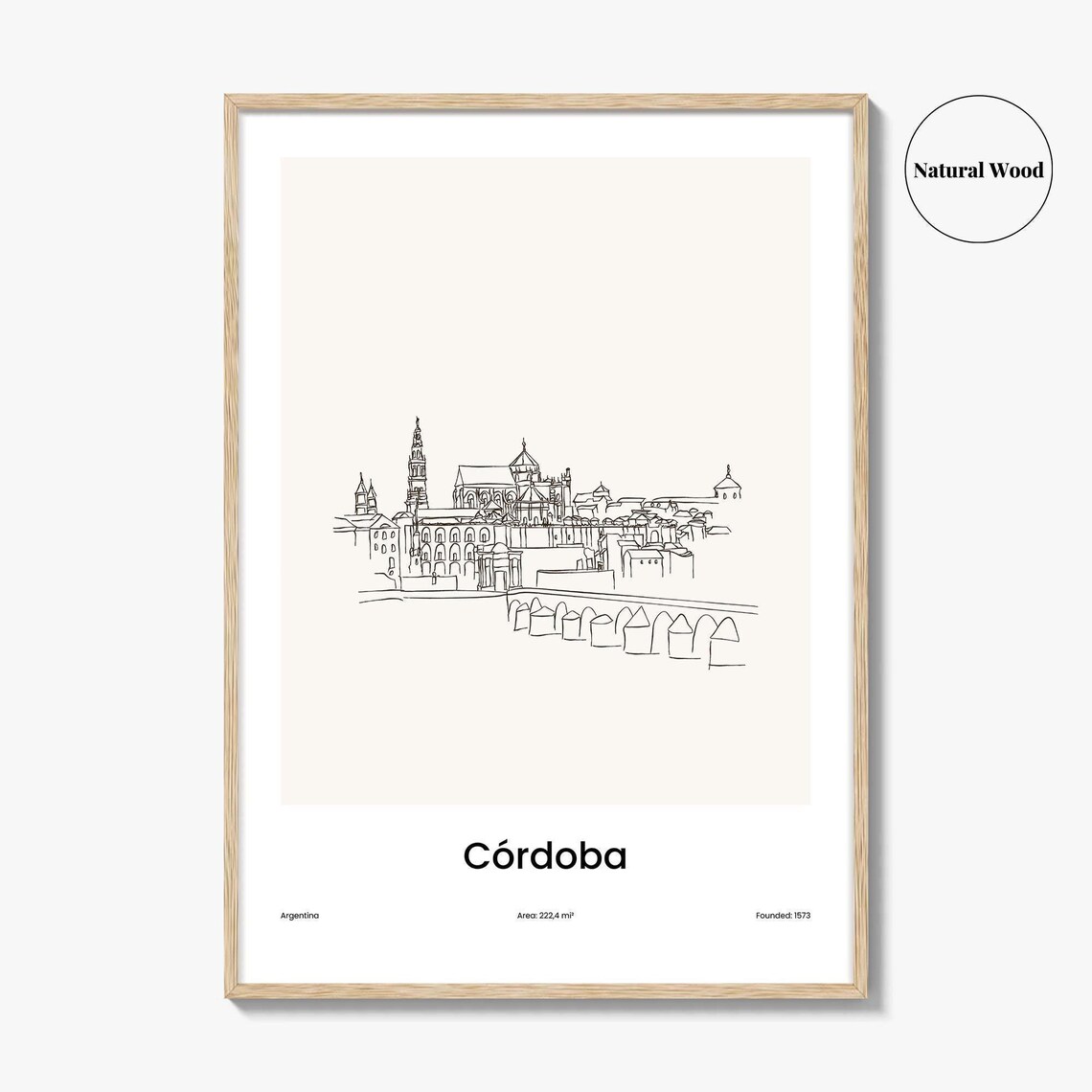 Cordoba Argentina Colonial Old Town One Line Art Poster Minimalist Travel Home Gift - Image 2
