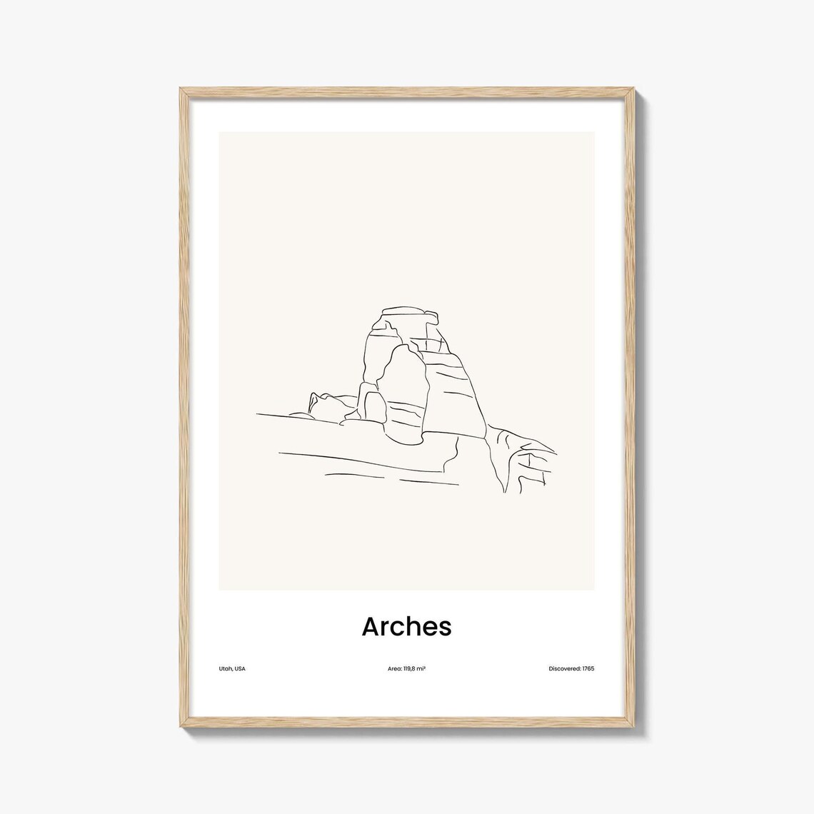 Arches National Park Utah Rock Arch Desert One Line Drawing Poster
