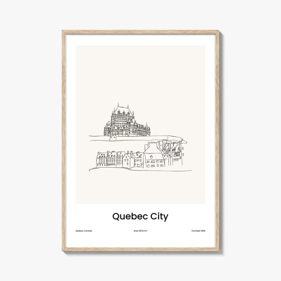 Quebec City Canada Historic Minimalist Line Drawing Art Poster