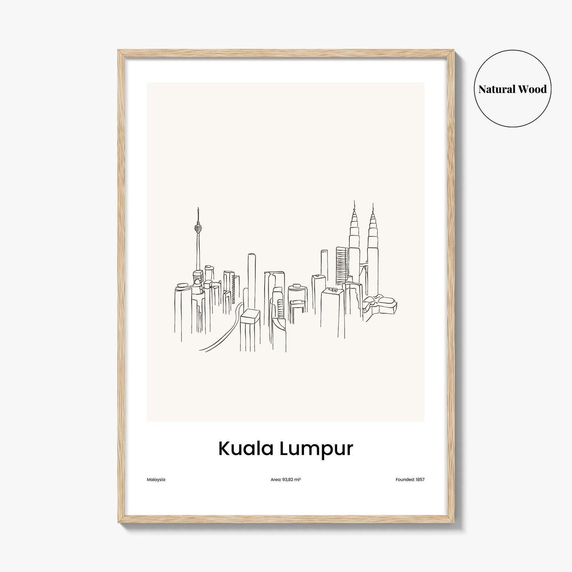 Kuala Lumpur Malaysia Twin Towers Minimalist Line Drawing Poster - Image 2