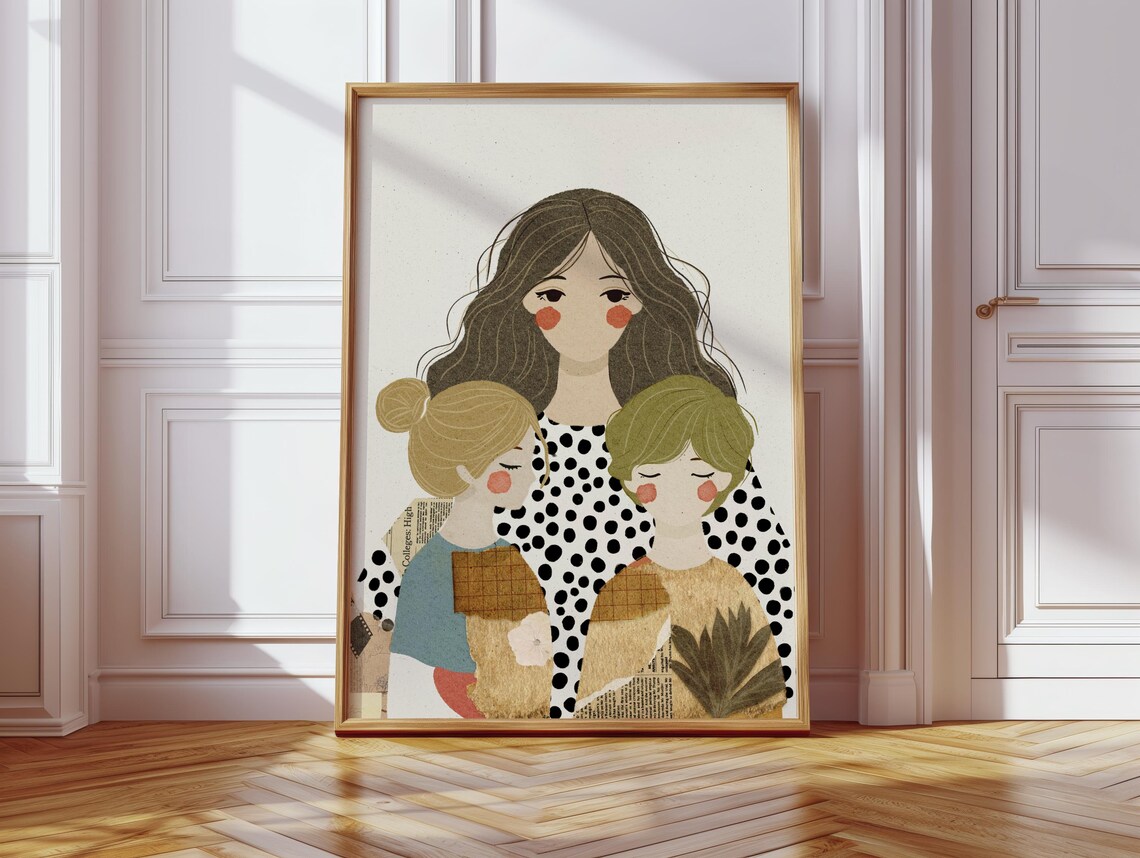 Mother Portrait, Family Illustration Gift For Moms