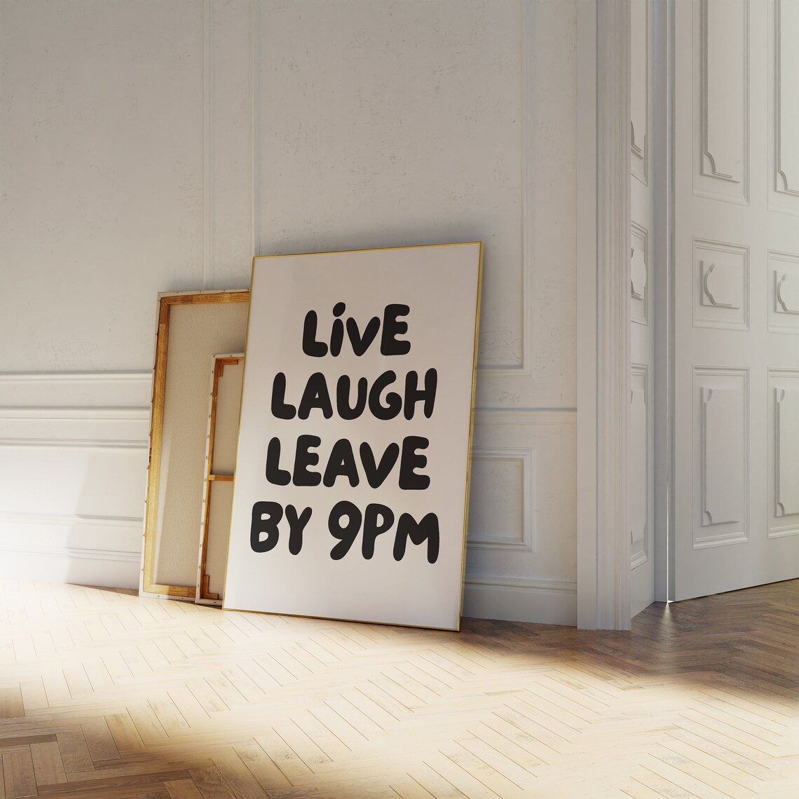 Live Laugh Leave By 9pm Retro Typography Poster - Image 3