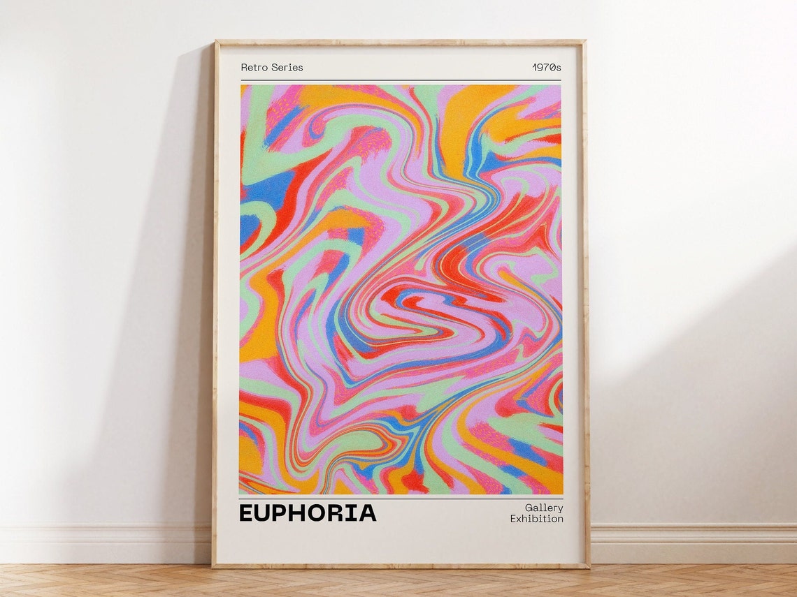 Euphoria Retro 1970s Abstract Swirl Colorful Gallery Art Poster - Image 3