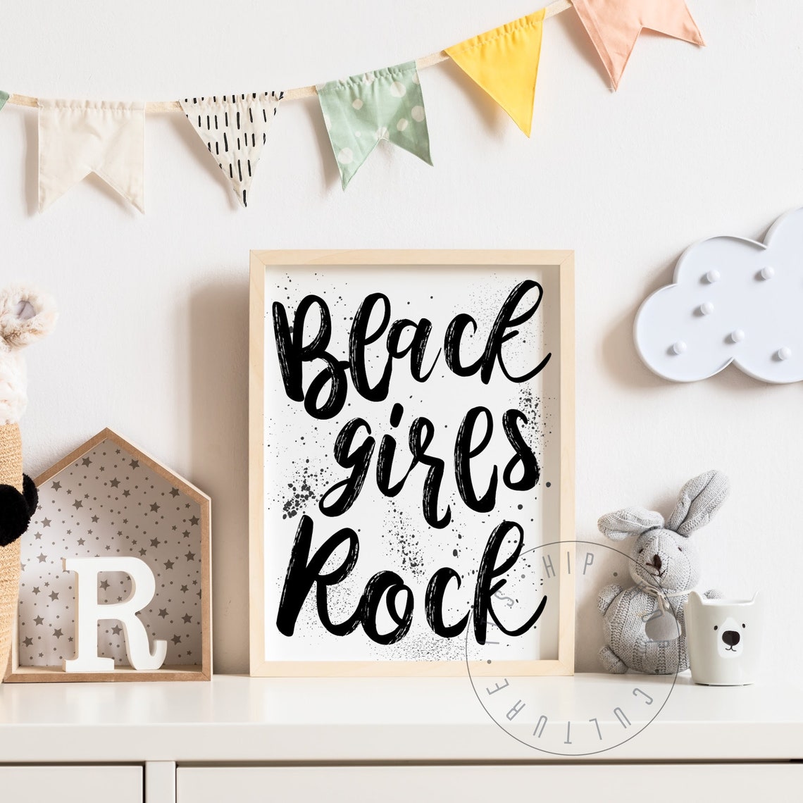Black Girls Rock Brush Script Empowering Girls Room Art Poster