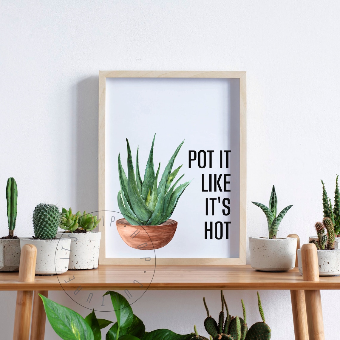 Pot It Like It's Hot Snoop Dogg Aloe Watercolor Plant Pun Poster