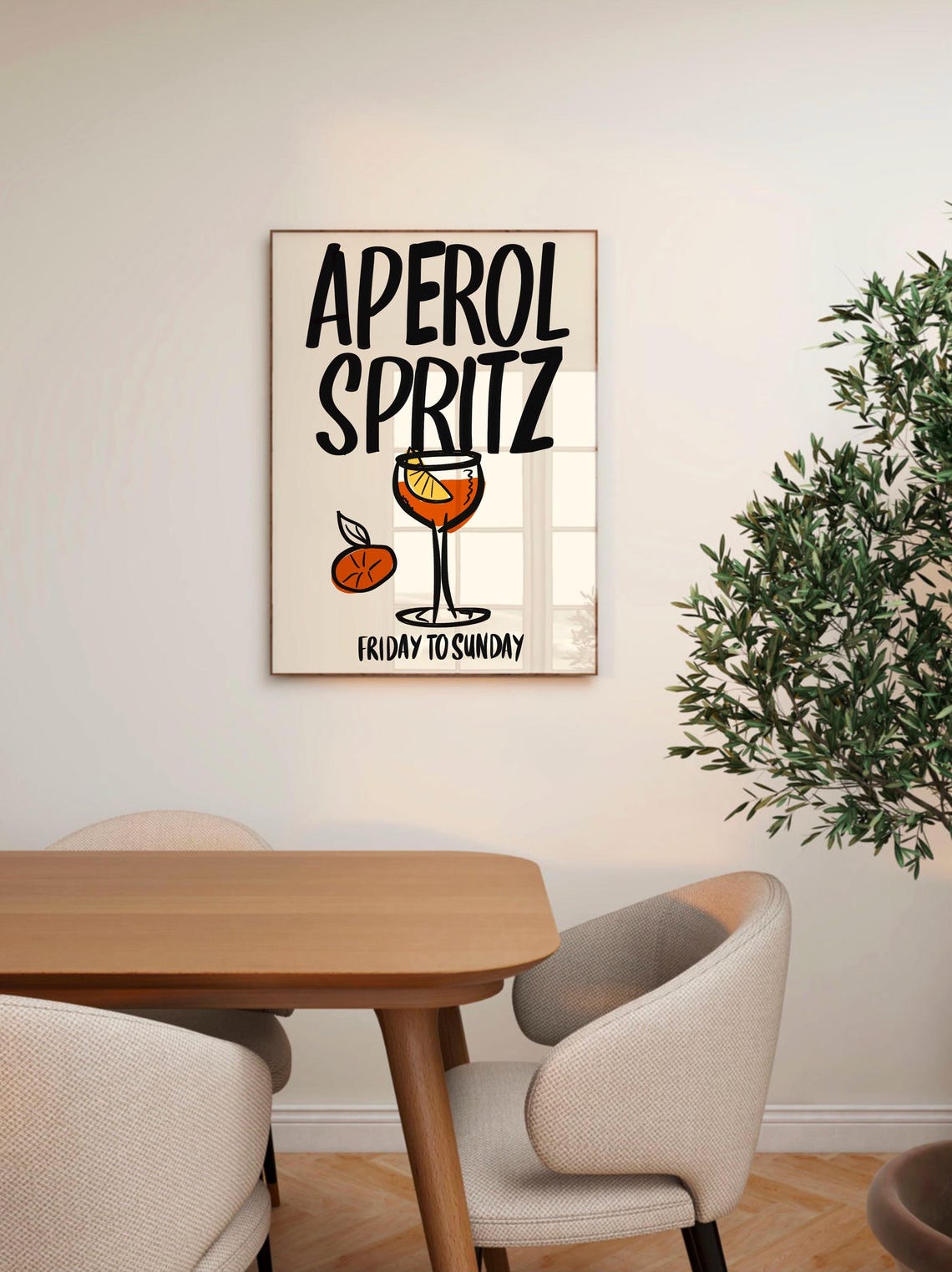 Aperol Spritz Weekend Cocktail Doodle Illustration Bar Poster