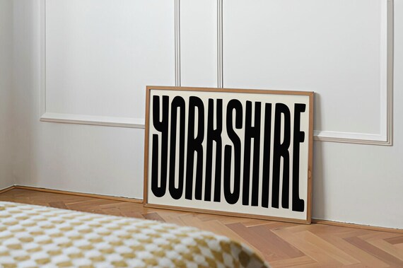 Yorkshire Bold Black Lettering Poster Retro Typography on Cream