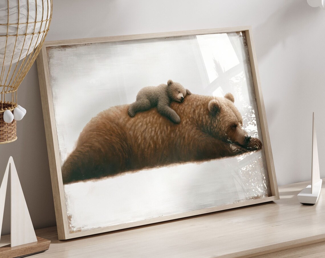 Bear Nursery Decor, Rustic Forest Animal Art Print