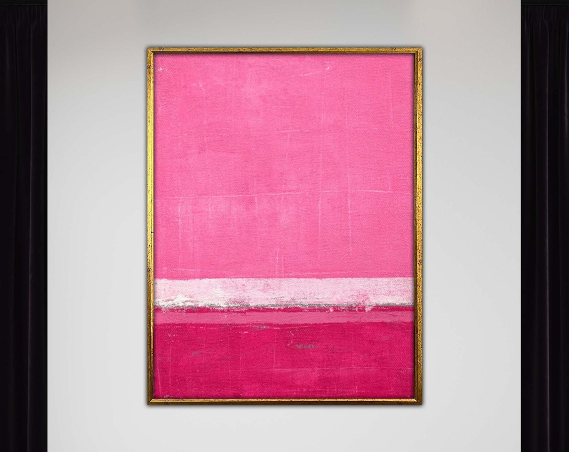 Mark Rothko Pink Mix Framed Canvas Painting Art Abstract Wall Arthandmade Minimalist Decororiginal Designfree Shippinggift