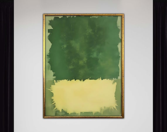 Mark Rothko Inspired Canvas Art Modern Abstract Green Painting Minimalist Wall Decor Ready To Hang Contemporary Home Style