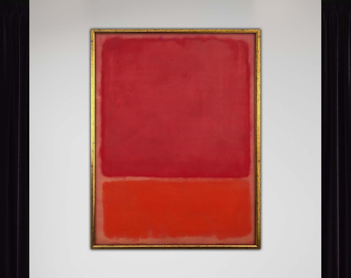 Mark Rothko Red Framed Canvas Painting Art Abstract Wall Arthandmade Minimalist Decororiginal Designfree Shippinggift
