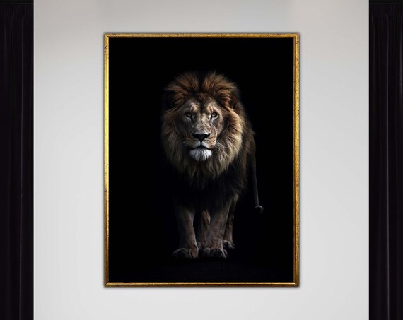Majestic Lion Canvas Wall Art Fierce Wildlife Portrait Animal For Home Decor Modern Ready To Hang Painting Bold Interior Design