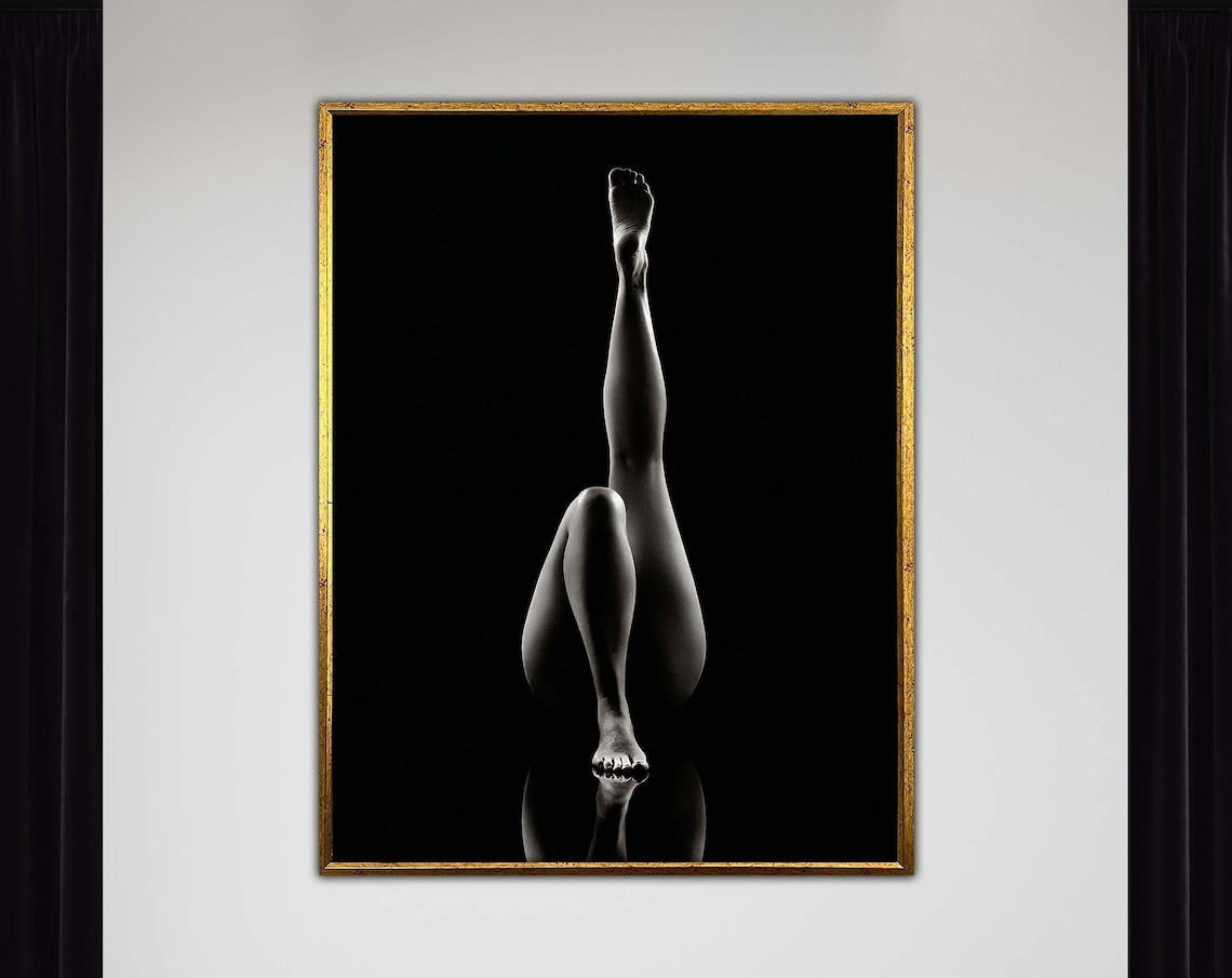 Elegant Nude Woman Portrait Abstract Female Legs Art