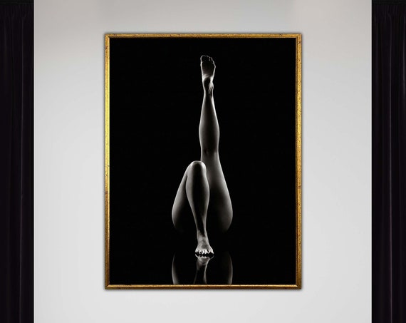 Elegant Nude Woman Portrait Abstract Female Legs Art