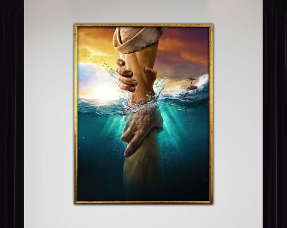 Rescue From The Deep Hand Of Hope Ocean Salvation Faith Wall Art