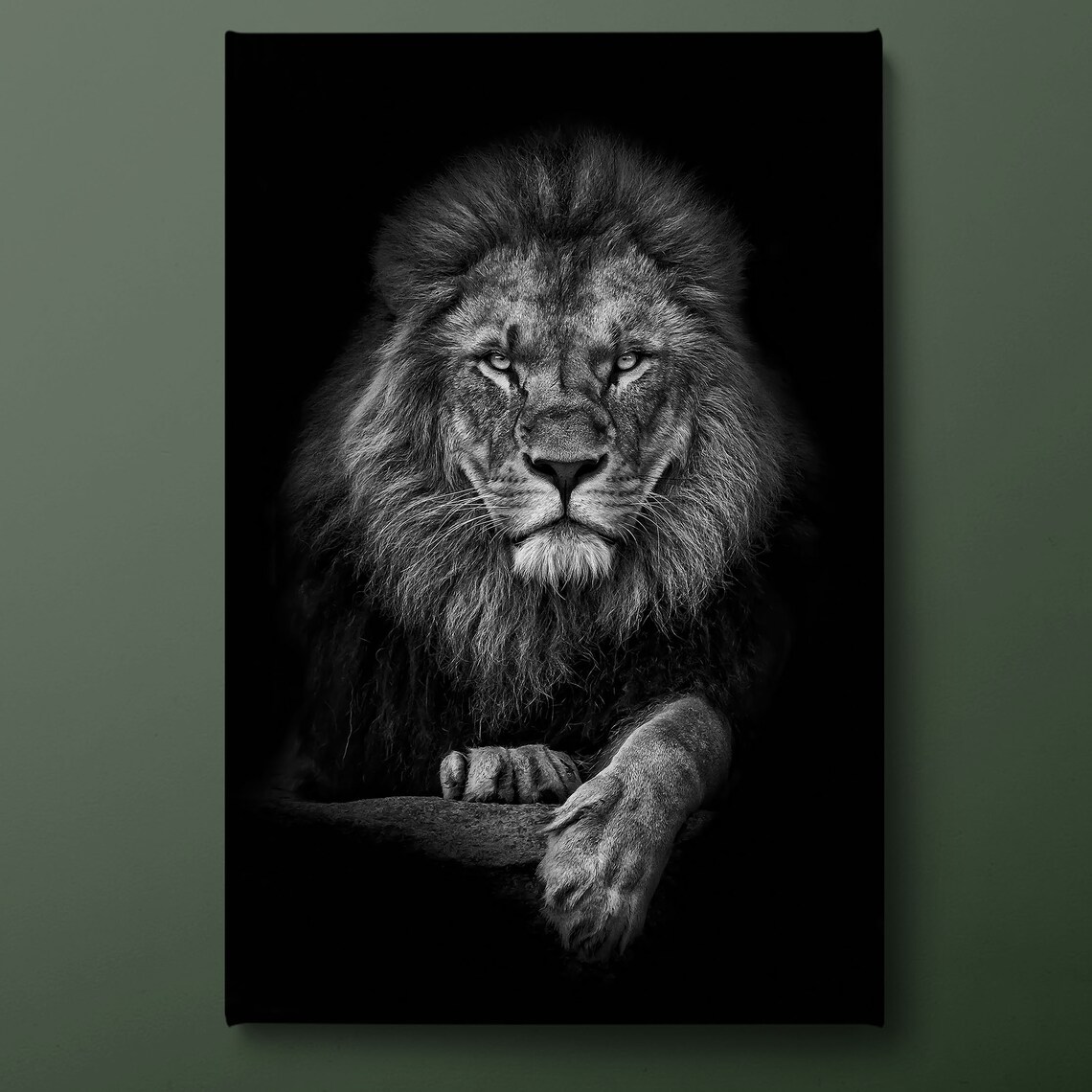 Black and White Lion Portrait Wall Art Poster Print