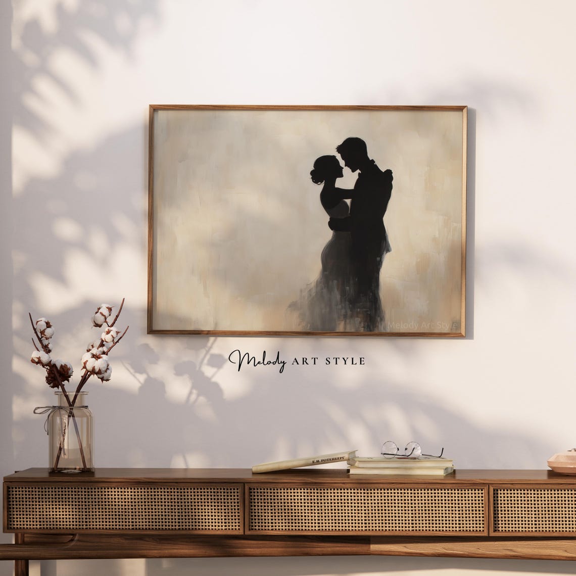 Romantic Wedding Silhouette Bride And Groom Dance Neutral Wall Art Minimalist Wedding Decor Love Art P355 - Image 2