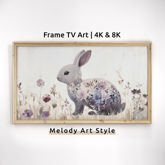 Floral Pattern Bunny Silhouette Wildflowers Whimsical Art Poster