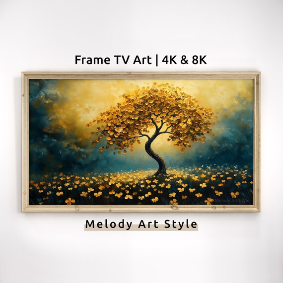 Golden Tree And Clover Field Frame Tv Art 4k 8k St Patricks Day Art For Rustic And Modern Spaces Screensaver Vibrant Fantasy Artwork F161