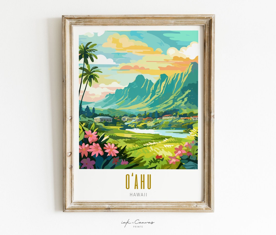 Oahu Hawaii Koolau Mountain Range Lush Tropical Valley View Poster