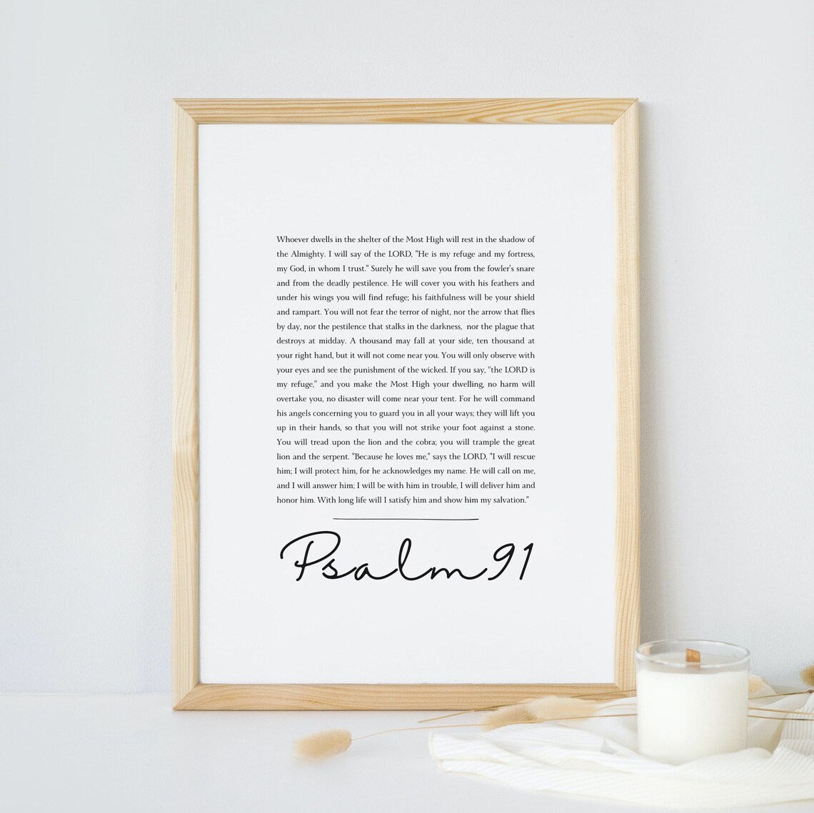Psalm 91 Bible Verse Modern Wall Art Christian Print Instant Poster Quote