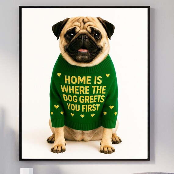 Fawn Pug Wall Art Cute Lover Gift For Dog Moms Dads Decor Funny Pet Quote Print Instant
