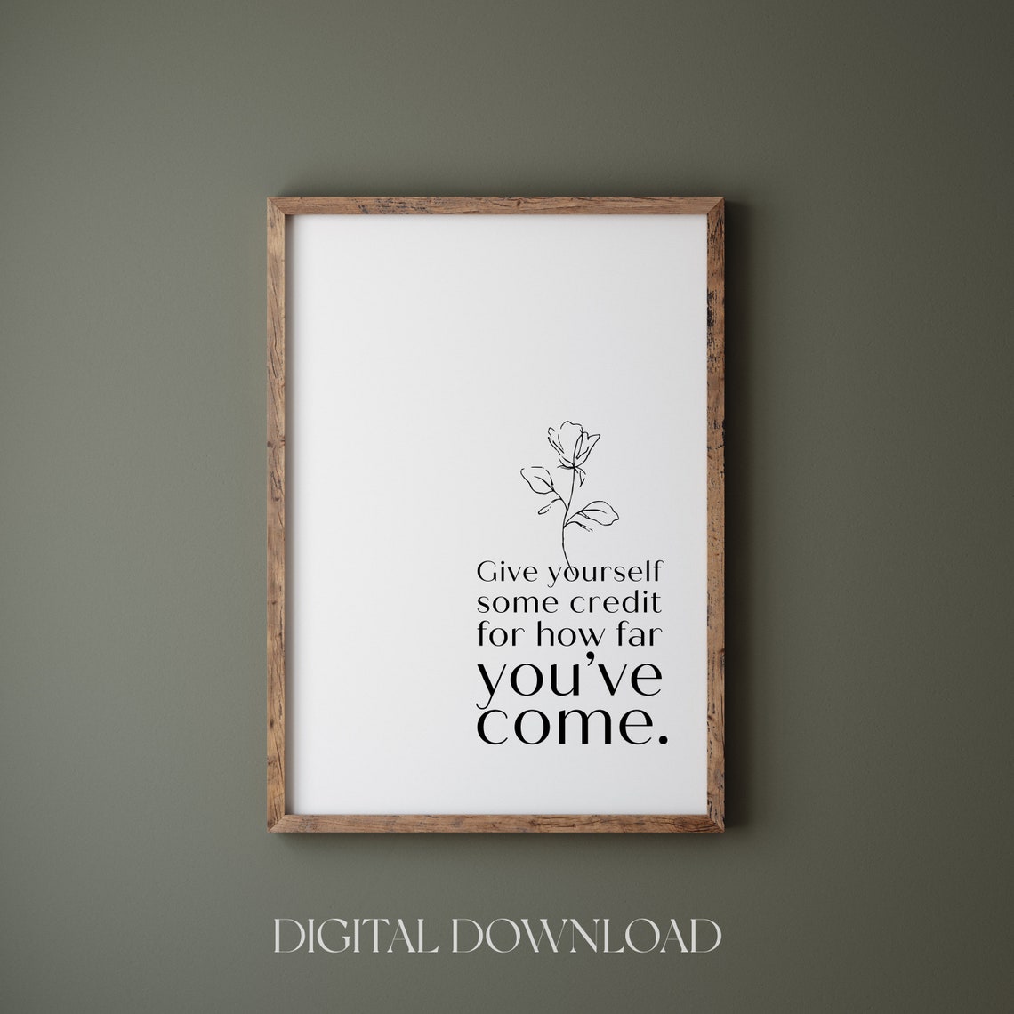 Give Yourself Some Credit Affirmation Floral Line Art Poster