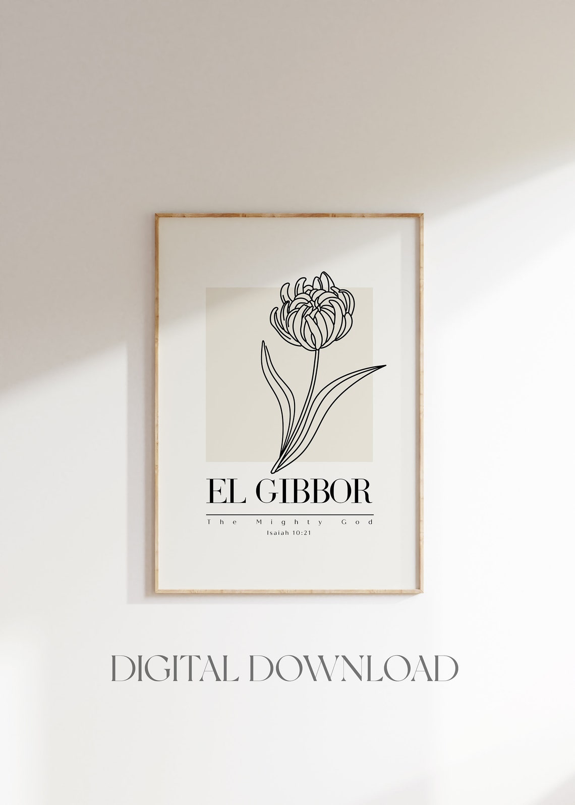 El Gibbor The Mighty God Isaiah 10 21 Hebrew Name Boho Line Art Poster - Image 3