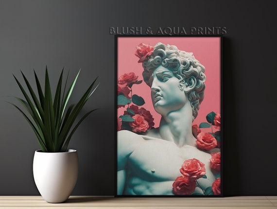 Maximalist Wall Art Of David Michelangelo Statue Preppy Room Decor Boho Prints Trendy Bedroom Over The Bed