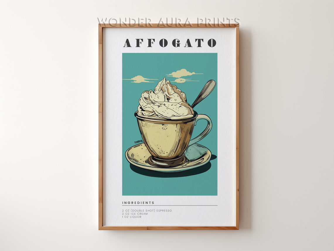 Affogato Espresso Coffee Recipe With Ice Cream Kitchen Bar Poster