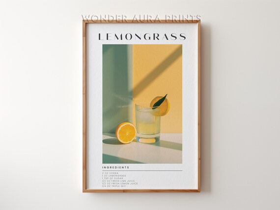 Lemongrass Vodka Cocktail Recipe Sunlit Photography Kitchen Poster
