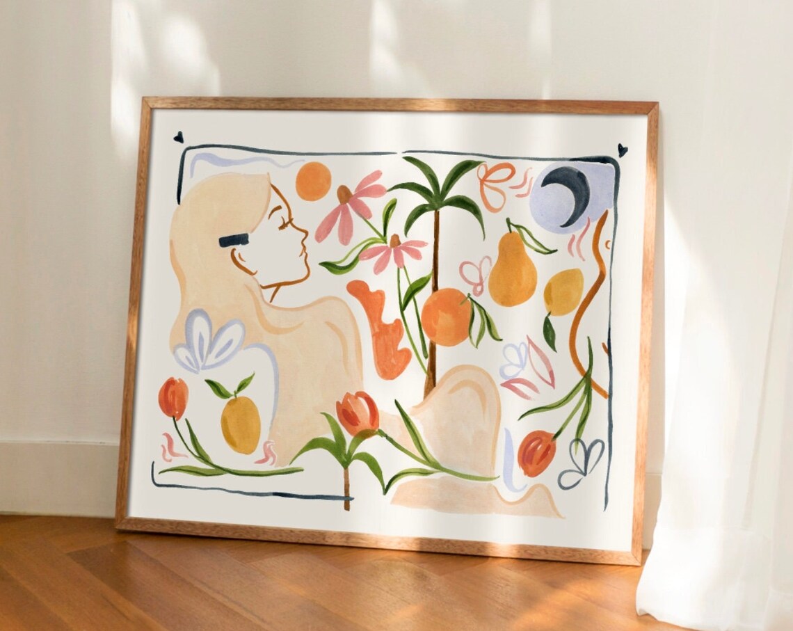 Summer Shapes Art Print, Abstract Acrylic Painting - Image 3
