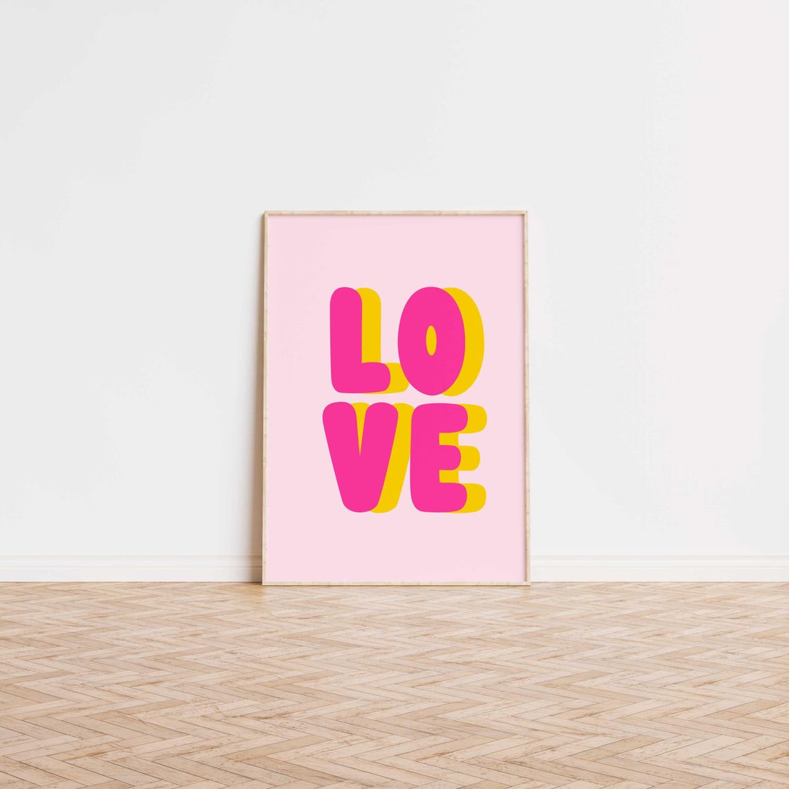 Fun Love Bubble Letters Pink Yellow Retro Pop Typography Poster - Image 4