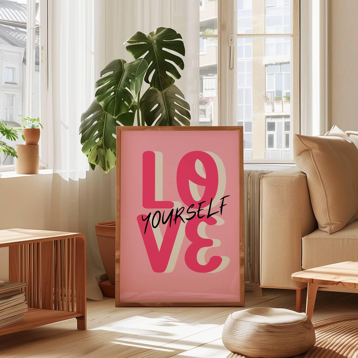 Love Yourself Bold Pink Typography Self Love Affirmation Wall Poster - Image 3