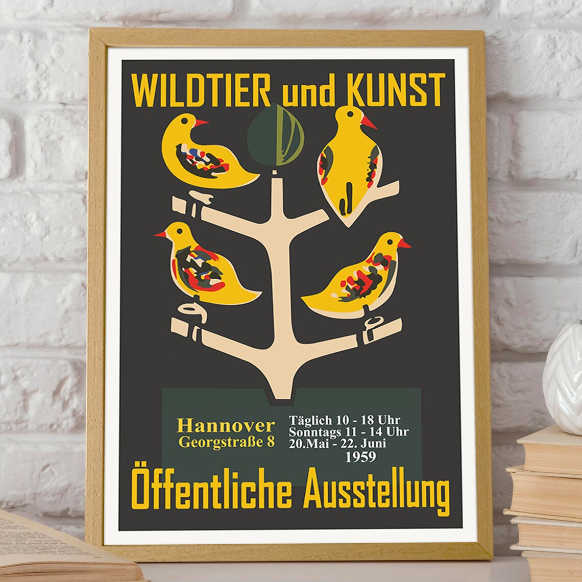 Mid-Century Museum Exhibition Poster, German 1959 Bird - Image 2