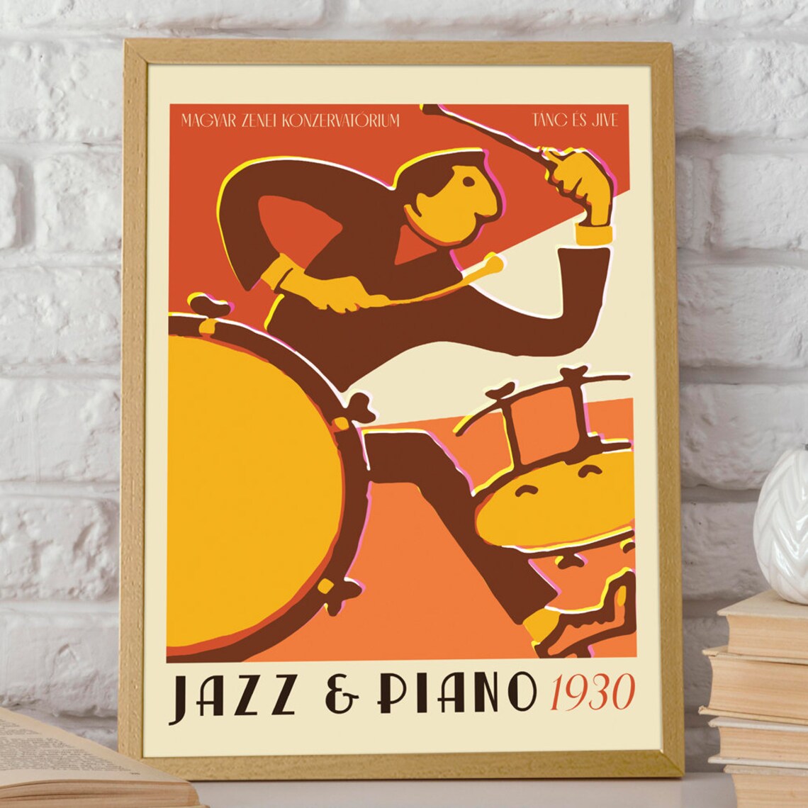 Retro Rhythms Jazz and Piano 1930 Poster, Vintage Music Room - Image 2