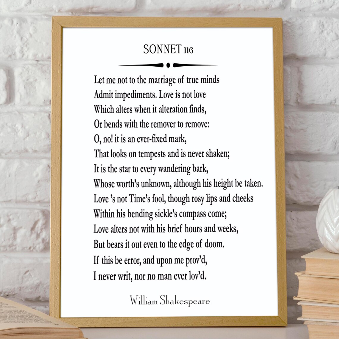 Sonnet 116 by William Shakespeare, Poetry Art Print