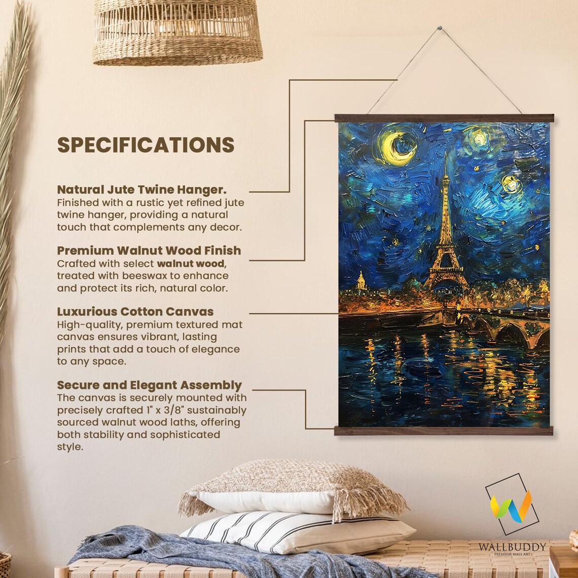 Paris At Night - Eiffel Tower Starry Night Art Print - Image 2