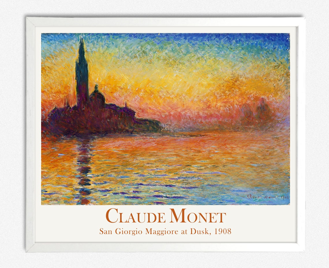Monet Dusk In Venice Modern Oil Painting San Giorgio Maggiore At Dusk By Claude Monet Expressionist Painting French Art French Painting - Image 2