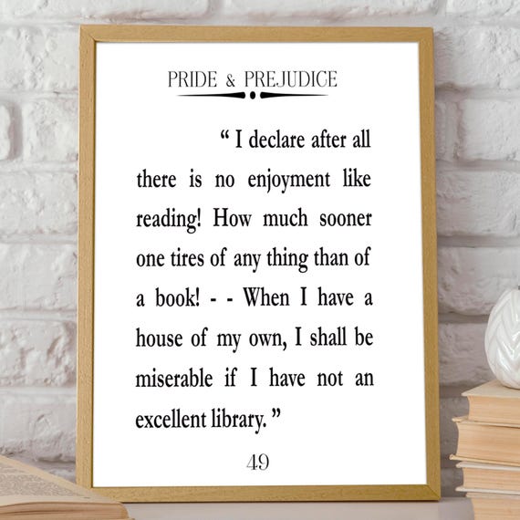 Pride and Prejudice Quote, Jane Austen Art Print