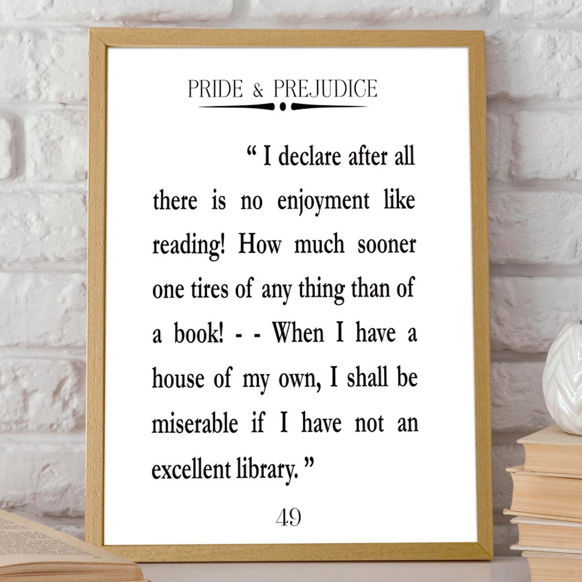 Pride and Prejudice Quote, Jane Austen Art Print