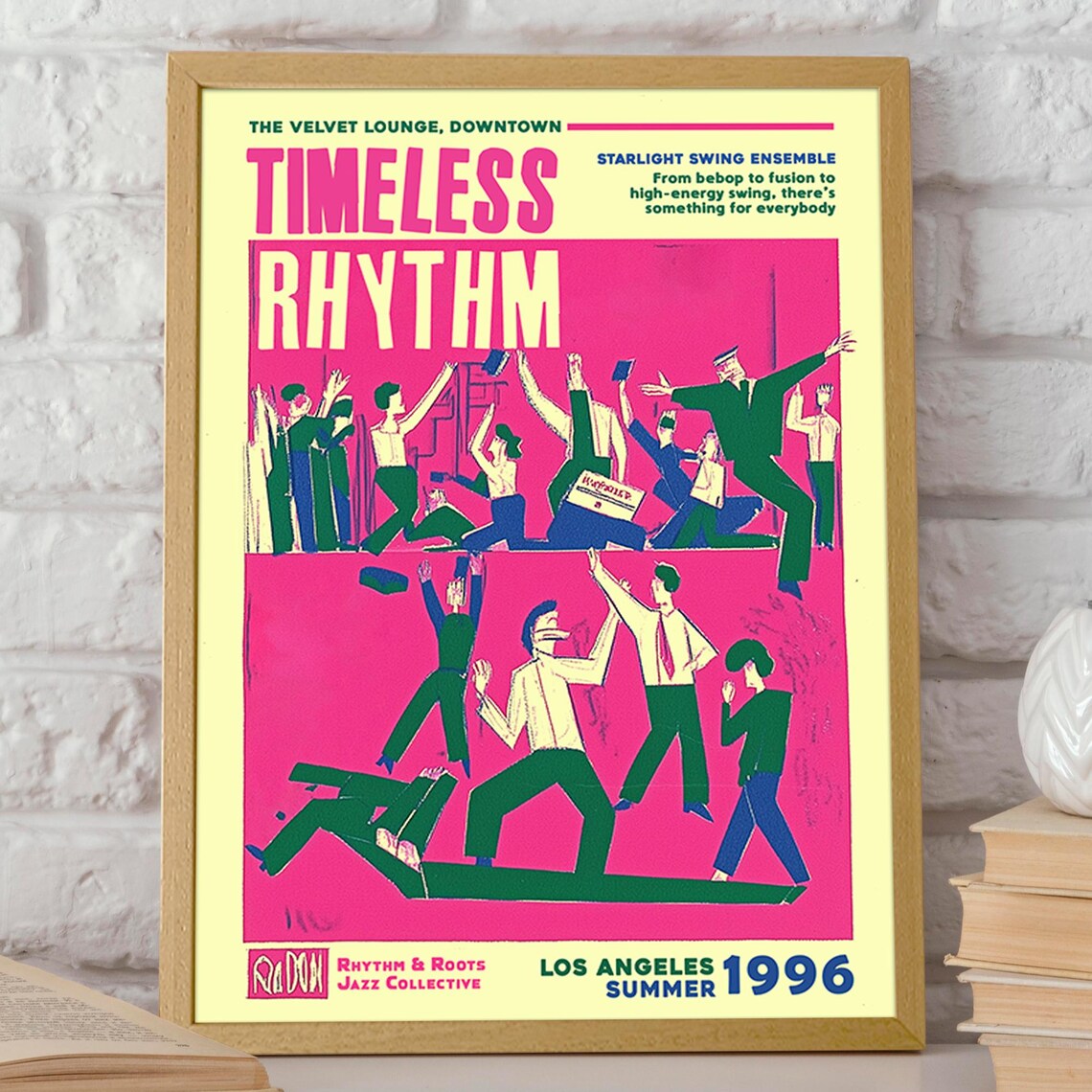Timeless Rhythm 1996 Los Angeles Jazz Festival Retro Concert Poster - Image 2