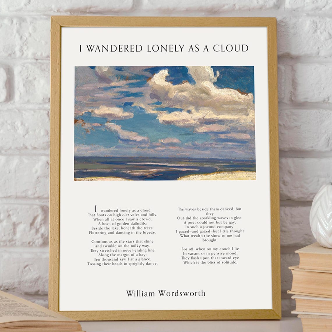 I Wandered Lonely As A Cloud Poem Art Print - Image 2